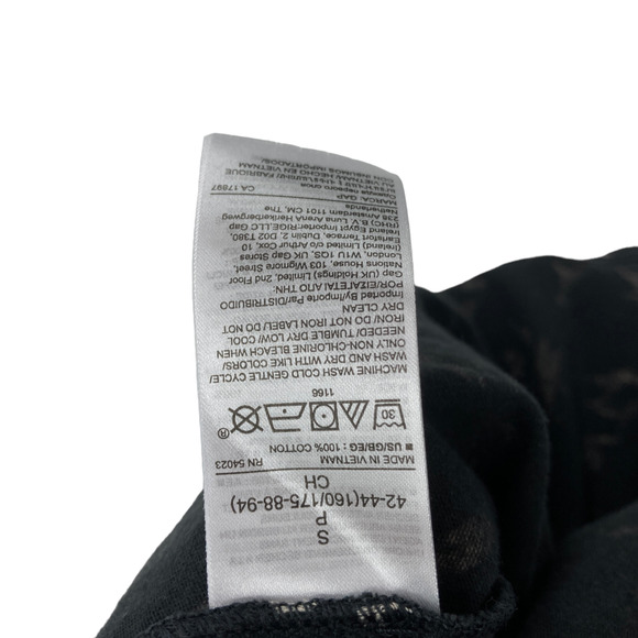 Gap Blouse Top Women Small Black White Geo Print Short Sleeve Round Neck Pleated - Picture 8 of 13